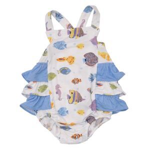 Angel Dear Ruffle Sunsuit, Tropical Reef Fish, Size 6-12 Months NWT